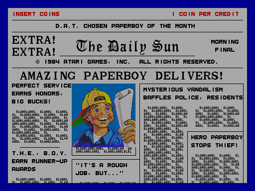 Paperboy (rev 3) Title Screen